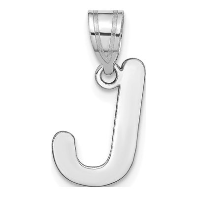 14K White Gold Bubble Letter J Pendant