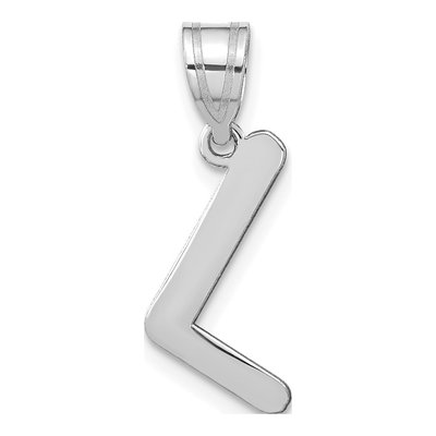 14K White Gold Bubble Letter L Pendant