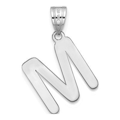 14K White Gold Bubble Letter M Pendant – view 4