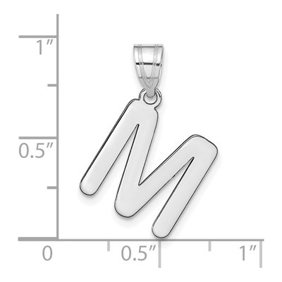 14K White Gold Bubble Letter M Pendant – view 5