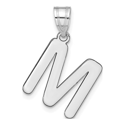 14K White Gold Bubble Letter M Pendant