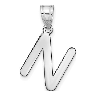 14K White Gold Bubble Letter N Pendant