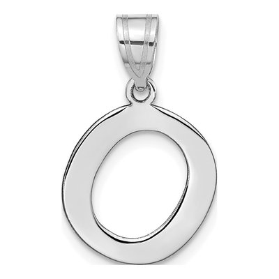 14K White Gold Bubble Letter O Pendant