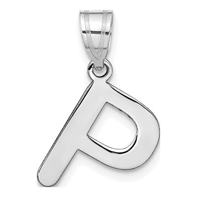 14K White Gold Bubble Letter P Pendant