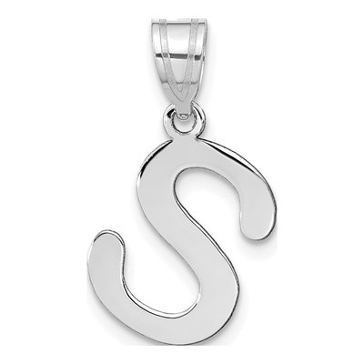 14K White Gold Bubble Letter S Pendant