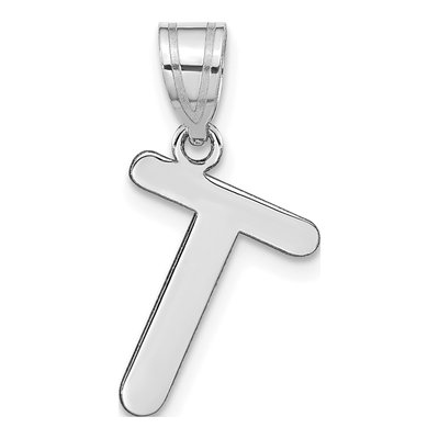 14K White Gold Bubble Letter T Pendant – view 4