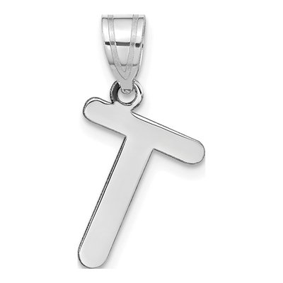14K White Gold Bubble Letter T Pendant