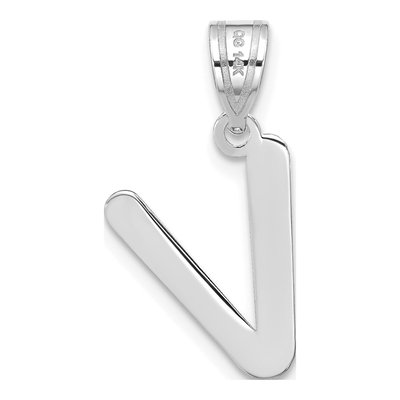14K White Gold Bubble Letter V Pendant – view 4