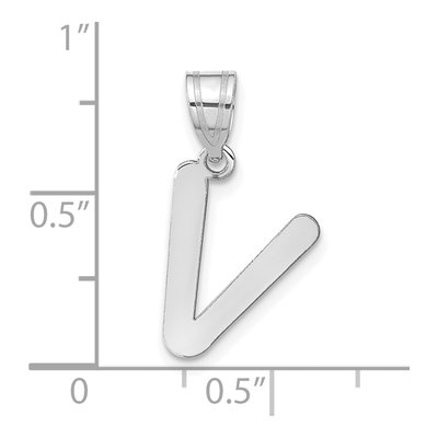 14K White Gold Bubble Letter V Pendant – view 5
