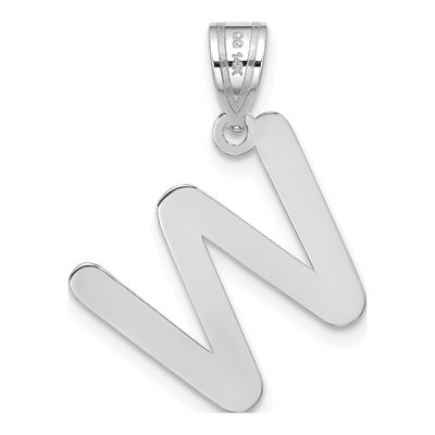 14K White Gold Bubble Letter W Pendant – view 4