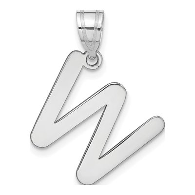 14K White Gold Bubble Letter W Pendant