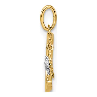 14K Yellow Gold CZ Moon Sun Dangle Pendant – view 3