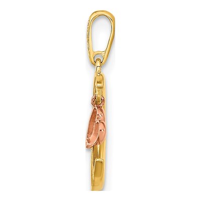 14K Two-Tone Gold CZ Moon Dangle Heart Pendant – view 3