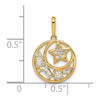 14K Yellow Gold CZ Star Moon Pendant – view 4