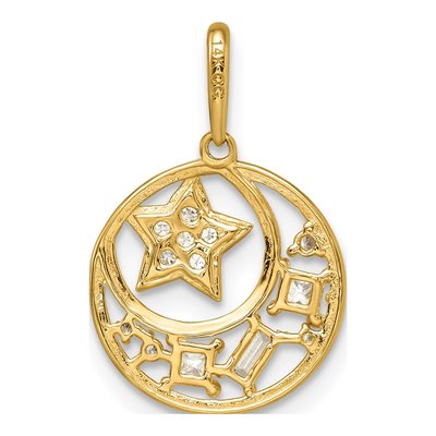 14K Yellow Gold CZ Star Moon Pendant – view 5