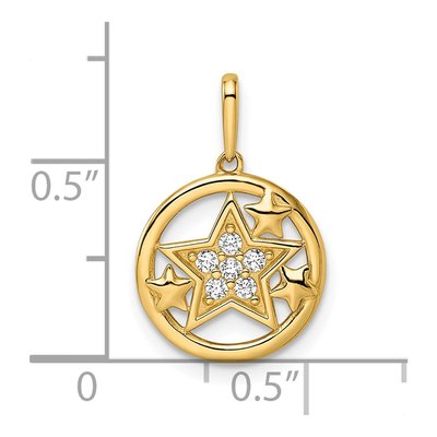 14K Yellow Gold CZ Star Circle Pendant – view 4