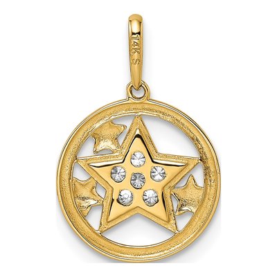 14K Yellow Gold CZ Star Circle Pendant – view 5