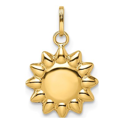 14K Yellow Gold Puffed Sun Pendant – view 5