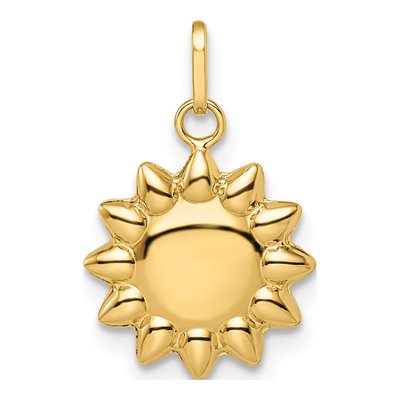 14K Yellow Gold Puffed Sun Pendant