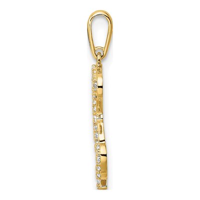 14K Yellow Gold CZ Puppy Outline Pendant – view 3