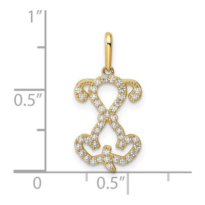 14K Yellow Gold CZ Puppy Outline Pendant – view 4