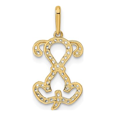 14K Yellow Gold CZ Puppy Outline Pendant – view 5