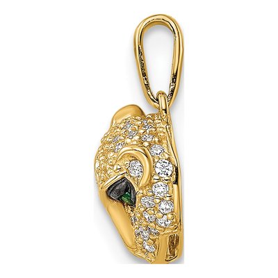 14K Yellow Gold Green CZ Lioness Pendant – view 3