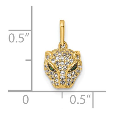 14K Yellow Gold Green CZ Lioness Pendant – view 4