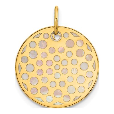 14K Yellow Gold Mother of Pearl Earth Pendant – view 4