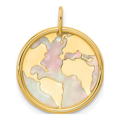 14K Yellow Gold Mother of Pearl Earth Pendant