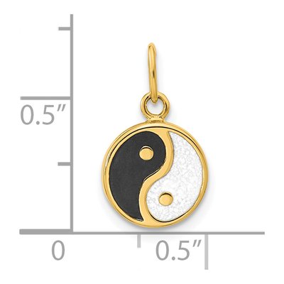 14K Yellow Gold Black Enamel Yin Yang Pendant – view 4