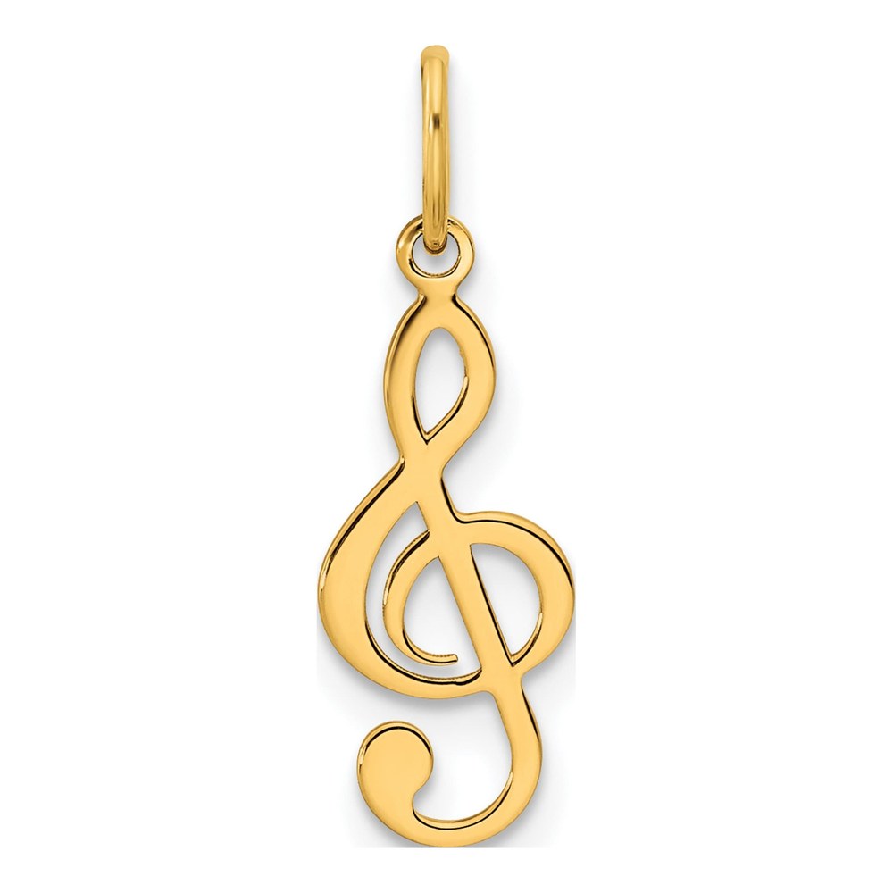 14K Yellow Gold Treble Clef Music Note Pendant