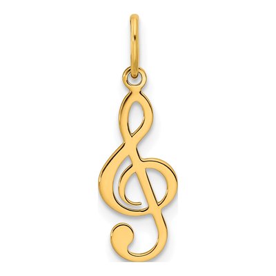 14K Yellow Gold Treble Clef Music Note Pendant