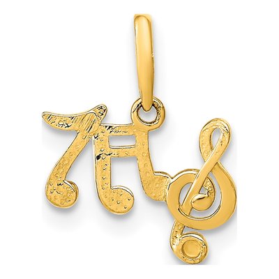 14K Yellow Gold Music Notes Treble Clef Pendant – view 5