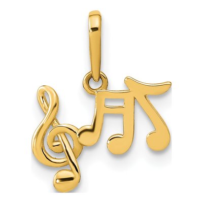 14K Yellow Gold Music Notes Treble Clef Pendant