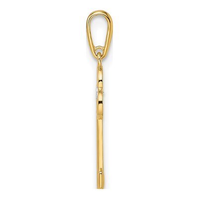 14K Yellow Gold CZ Girls' Key Pendant – view 3