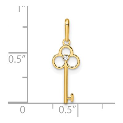 14K Yellow Gold CZ Girls' Key Pendant – view 4