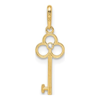 14K Yellow Gold CZ Girls' Key Pendant – view 5