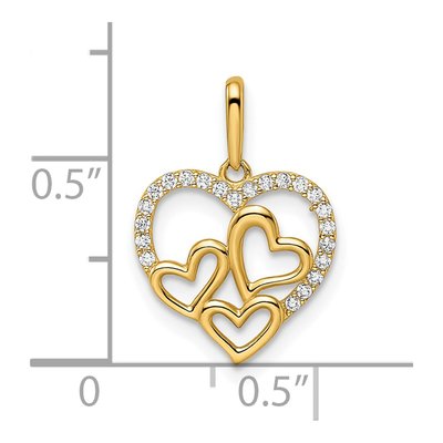 14K Yellow Gold CZ Girls' Hearts Pendant – view 4
