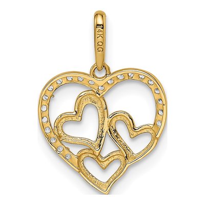 14K Yellow Gold CZ Girls' Hearts Pendant – view 5