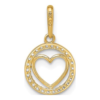 14K Yellow Gold CZ Heart Circle for Girls Pendant – view 5