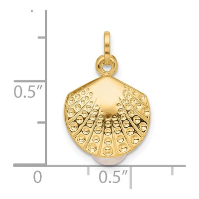 14K Yellow Gold Freshwater Cultured Pearl Girls' Clam Pendant – view 3