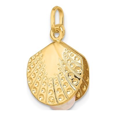 14K Yellow Gold Freshwater Cultured Pearl Girls' Clam Pendant – view 5