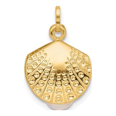 14K Yellow Gold Freshwater Cultured Pearl Girls' Clam Pendant