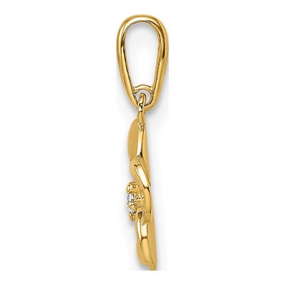 14K Yellow Gold CZ Small Flower Pendant – view 3