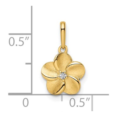 14K Yellow Gold CZ Small Flower Pendant – view 4