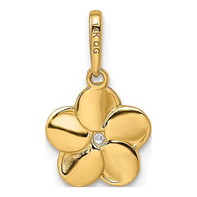 14K Yellow Gold CZ Small Flower Pendant – view 5