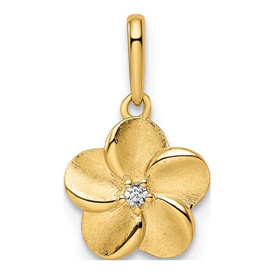 14K Yellow Gold CZ Small Flower Pendant