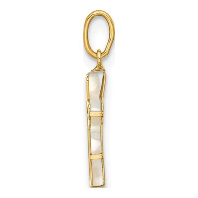 14K Yellow Gold Mother of Pearl Cross Pendant – view 2
