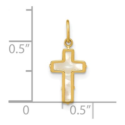 14K Yellow Gold Mother of Pearl Cross Pendant – view 3